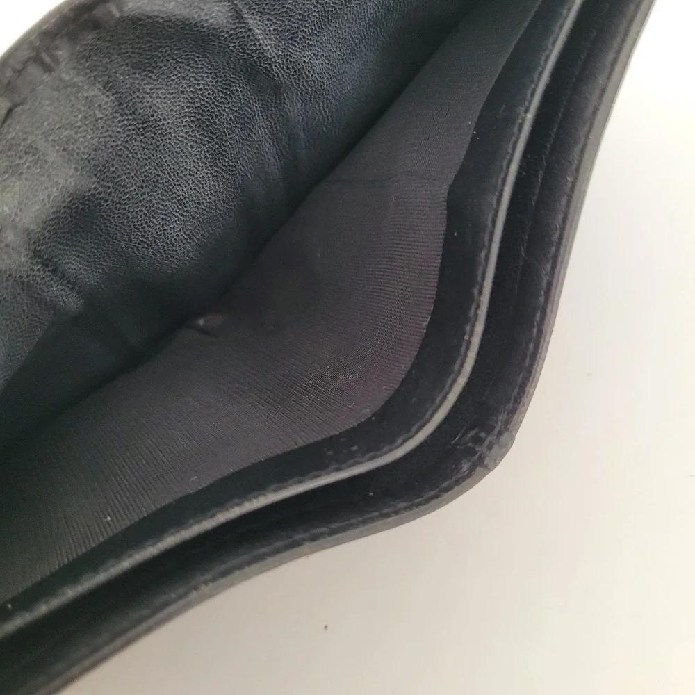 Gucci Mens Black Leather Bifold Wallet Silver Logo Tab 034-3761-1082 Made Italy